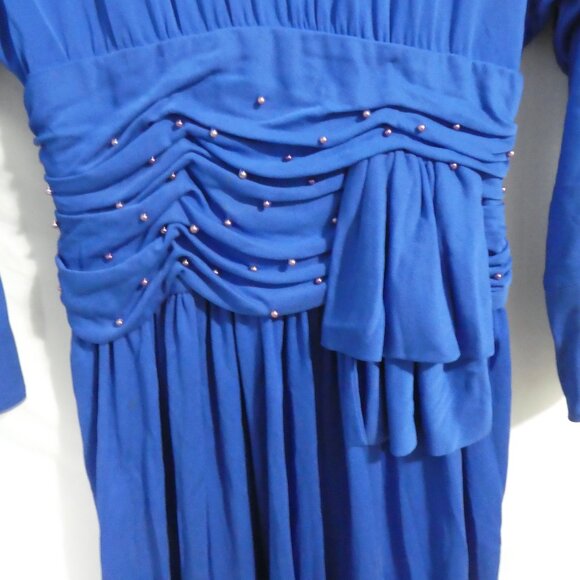 RANDY COLLECTIONS | size 14 | Elegant Blue Long Sleeve Event Party Dress - Picture 7 of 16